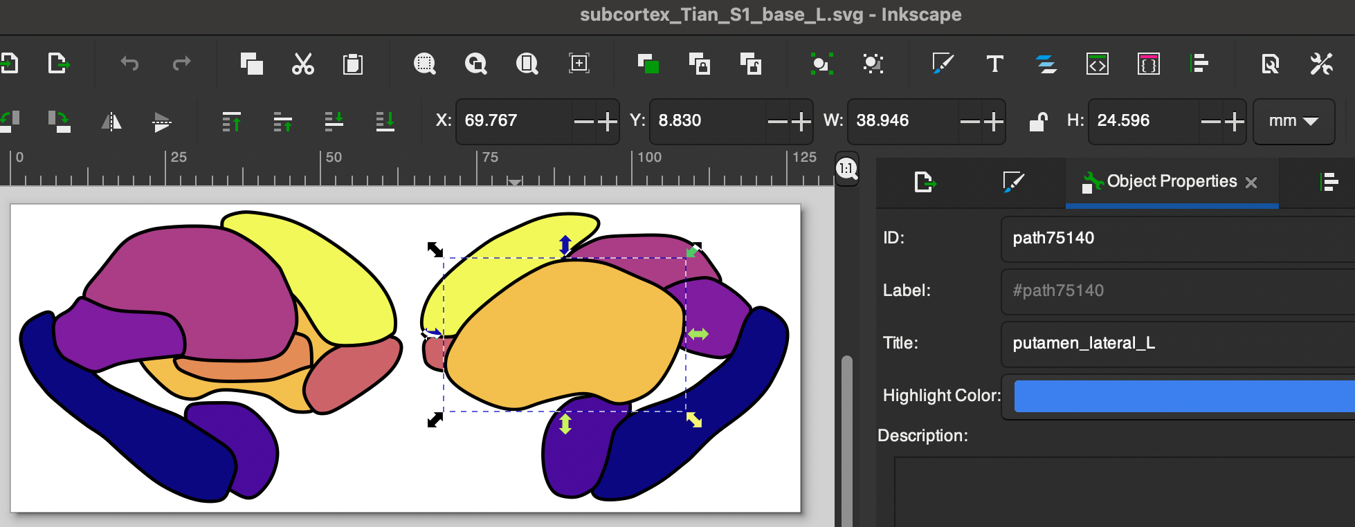 Inkscape region metadata